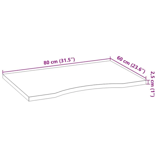 Ploča za radni stol 80x60x2,5 cm netretirane masivne hrastovine - Prirodna 80 x 60 x 2.5 cm Cijena