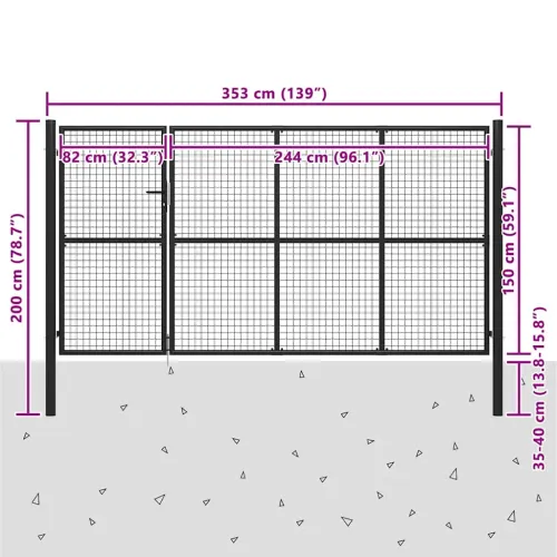 Dvorišna vrata - Vrtna vrata Čelik 350x150 cm Antracit - Antracit 350 x 150 cm Cijena