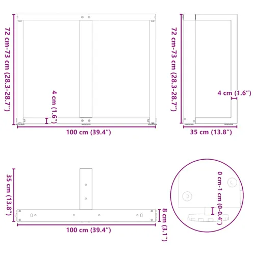 Noge za blagovaonski stol T-oblika 2 kom Crne 100x35x(72-73) cm Čelik - Crna 100 x 35 x (72-73) cm Cijena
