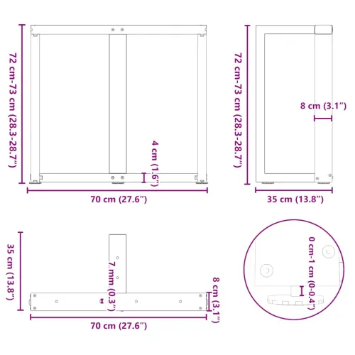 Noge za blagovaonski stol T-oblika 2 kom antracit 70x35x(72-73) cm čelik - Antracit 70 x 35 x (72-73) cm Cijena