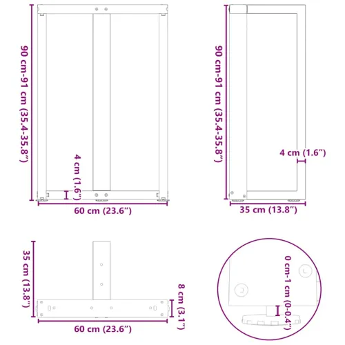 Noge za barski stol T-oblika 2 kom Crne 60x35x(90-91) cm Čelik - Crna 60 x 35 x (90-91) cm Cijena