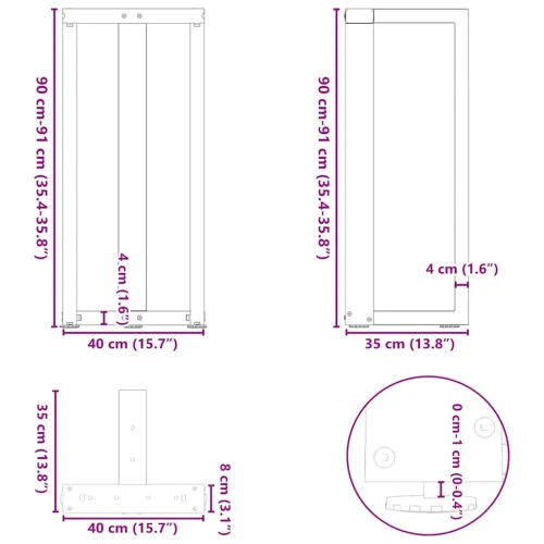 Noge za barski stol T-oblika 2 kom antracit 40x35x(90-91) cm čelik - Antracit 40 x 35 x (90-91) cm Cijena
