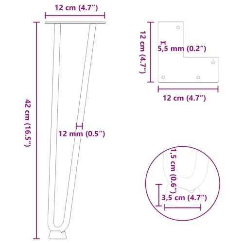 Noge s ukosnicama za stolić za kavu 4 kom. bijele 42 cm, puni čelik - Bijela 42 cm 2 rods Cijena