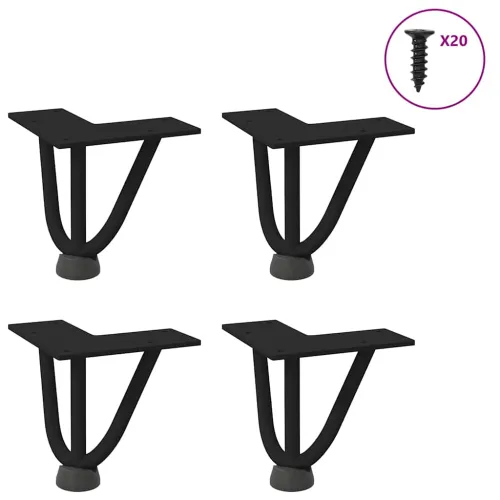 Noge za ukosnice za stolić za kavu 4 kom. Crne 10 cm Puni čelik - Crna 10 cm 3 rods Cijena