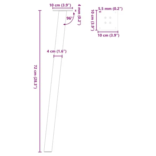 Noge za konzolni stol 4 kom. antracit 72 cm čelik - Antracit 72 cm (40 mm) 1 1 Cijena