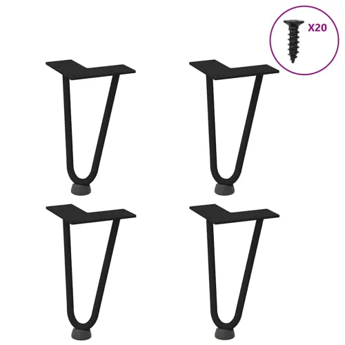 Noge s ukosnicama za stolić za kavu 4 kom. Crne 20 cm Puni čelik - Crna 20 cm 2 rods Cijena