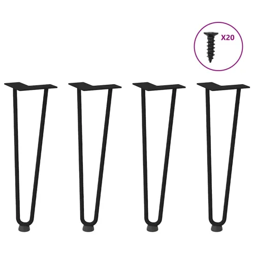 Noge s ukosnicama za stolić za kavu 4 kom. Crne 42 cm Puni čelik - Crna 42 cm 2 rods Cijena