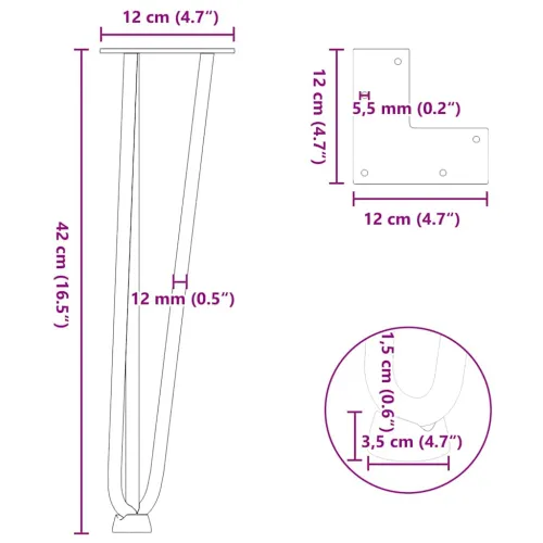 Noge s ukosnicama za stolić za kavu 4 kom. bijele 42 cm, puni čelik - Bijela 42 cm 3 rods Cijena