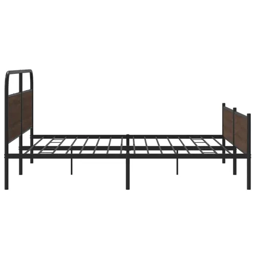 Metalni okvir kreveta bez madraca smeđa boja hrasta 183x213 cm - Smeđi hrast 183 x 213 cm s uzglavljem i visokim podnožjem Cijena