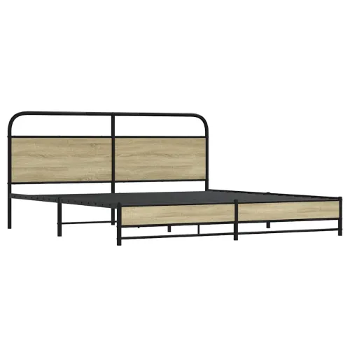 Metalni okvir kreveta bez madraca boja hrasta sonome 193x203 cm - sonoma hrast 193 x 203 cm s uzglavljem i dvostrukim niskim pod Cijena