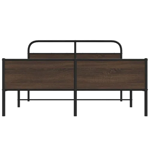 Metalni okvir kreveta bez madraca smeđa boja hrasta 160x200 cm - Smeđi hrast 160 x 200 cm s uzglavljem i visokim podnožjem Cijena