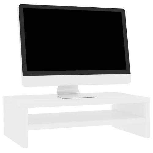 Stalak za monitor bijeli 42 x 24 x 13 cm konstruirano drvo - Bijela Cijena