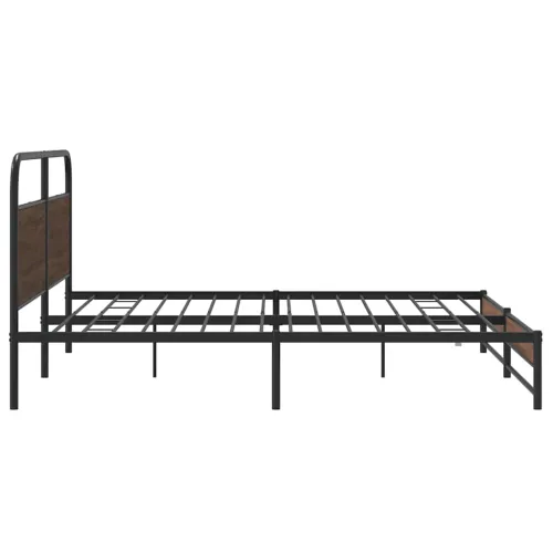 Metalni okvir kreveta bez madraca smeđa boja hrasta 193x203 cm - Smeđi hrast 193 x 203 cm s uzglavljem i dvostrukim niskim podno Cijena