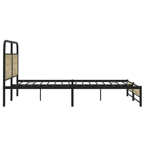 Metalni okvir kreveta bez madraca boja hrasta sonome 183x213 cm - sonoma hrast 183 x 213 cm s uzglavljem i dvostrukim niskim pod Cijena