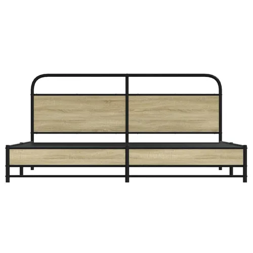 Metalni okvir kreveta bez madraca boja hrasta sonome 200x200 cm - sonoma hrast 200 x 200 cm s uzglavljem i dvostrukim niskim pod Cijena
