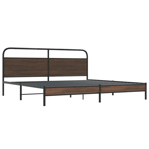 Metalni okvir kreveta bez madraca smeđa boja hrasta 193x203 cm - Smeđi hrast 193 x 203 cm s uzglavljem i niskim podnožjem Cijena