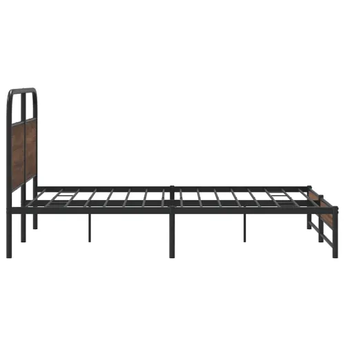 Metalni okvir kreveta bez madraca smeđa boja hrasta 160x200 cm - Smeđi hrast 160 x 200 cm s uzglavljem i dvostrukim niskim podno Cijena