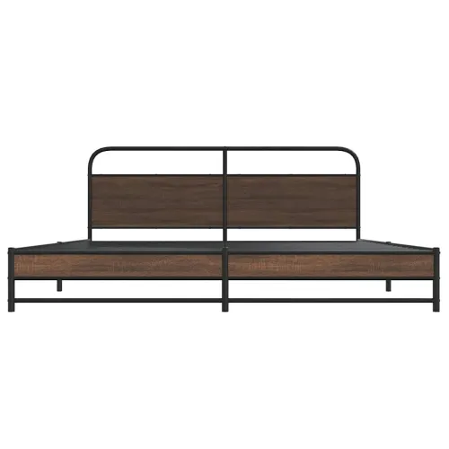 Metalni okvir kreveta bez madraca smeđa boja hrasta 183x213 cm - Smeđi hrast 183 x 213 cm s uzglavljem i dvostrukim niskim podno Cijena
