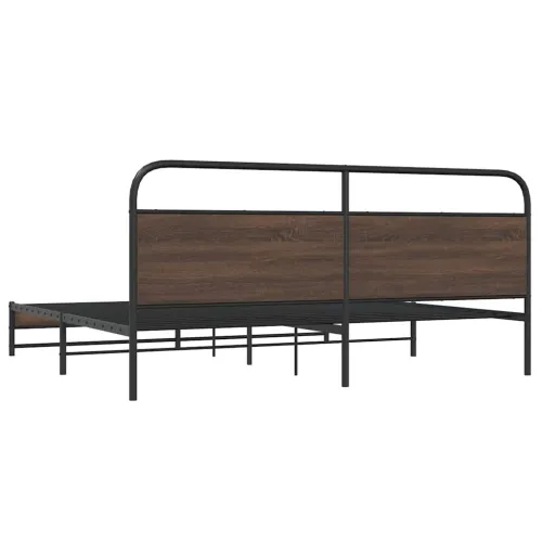 Metalni okvir kreveta bez madraca smeđa boja hrasta 183x213 cm - Smeđi hrast 183 x 213 cm s uzglavljem i dvostrukim niskim podno Cijena