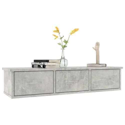 Zidna polica s ladicama 88x26x18,5 cm konstruirano drvo - Beton siva 90 cm Cijena