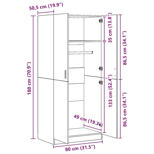 Ormar crni 80 x 52 x 180 cm od konstruiranog drva - Crna 1 1 Cijena