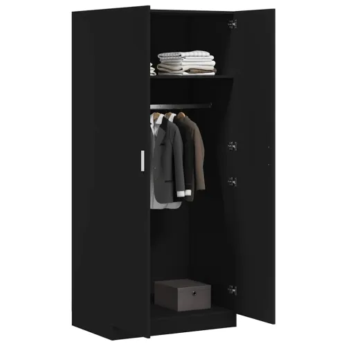 Ormar crni 80 x 52 x 180 cm od konstruiranog drva - Crna 1 1 Cijena