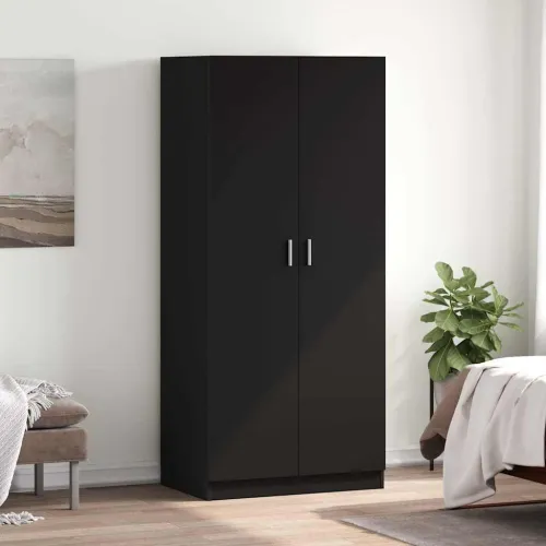Ormar crni 80 x 52 x 180 cm od konstruiranog drva - Crna 1 1 Cijena