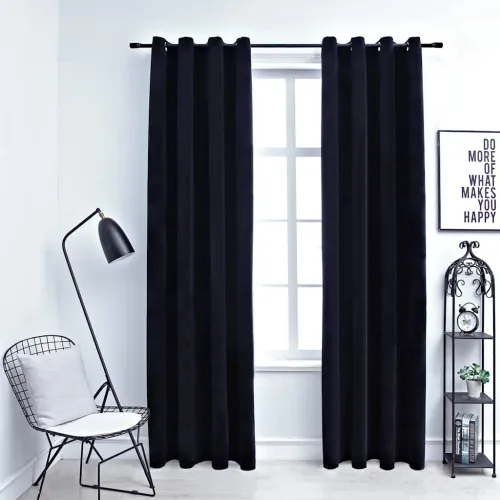 Zavjese za zamračivanje 2 kom baršunaste crne 140 x 175 cm - Crna 140 x 175 cm Cijena