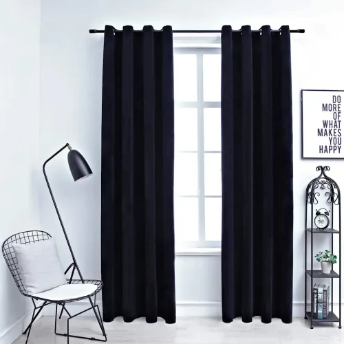 Zavjese za zamračivanje 2 kom baršunaste crne 140 x 225 cm - Crna 140 x 225 cm Cijena
