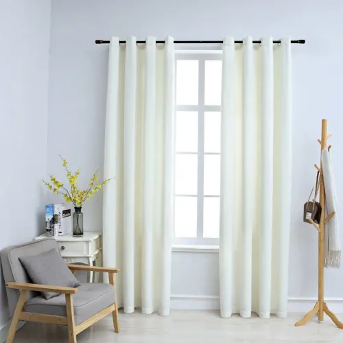 Zavjese za zamračivanje 2 kom baršunaste krem 140 x 225 cm - Krema 140 x 225 cm Cijena