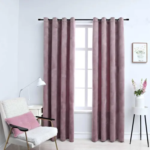 Zavjese za zamračivanje 2 kom baršunaste ružičaste 140 x 175 cm - Antikna ružičasta 140 x 175 cm Cijena