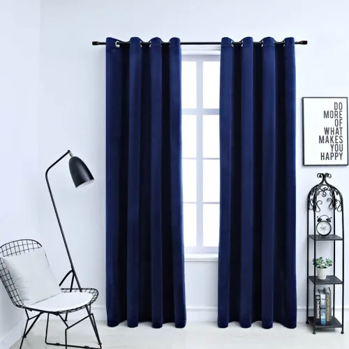 Zavjese za zamračivanje 2 kom baršunaste tamnoplave 140x225 cm - Tamno plava 140 x 225 cm Cijena