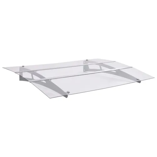 Nadstrešnica za vrata srebrna i prozirna 120x90 cm polikarbonat &nbsp; - 120 x 90 cm 1 Cijena