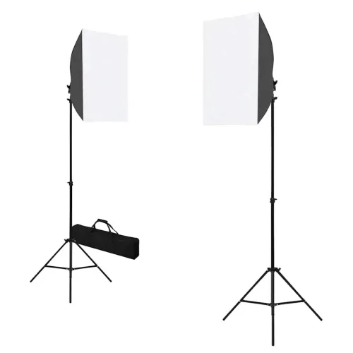 Profesionalna studijska svjetla 2 kom 40 x 60 cm čelična crna - 2 softboxes + 2 tripods + 2 light bulbs + carrying bag 7 Cijena