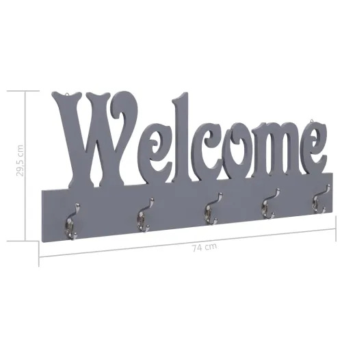 Zidna vješalica za kapute WELCOME siva 74 x 29,5 cm - Siva (welcome) Cijena