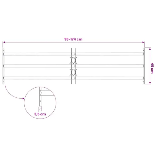 Podesiva Sigurnosna Rešetka za Prozore sa 3 prečke 1000-1500 mm - 93-174 cm 3 prečke 1 Cijena