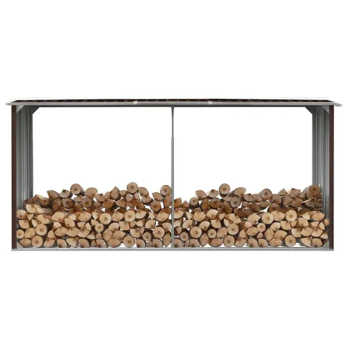 Spremište za drva - Vrtna ostava za drva od pocinčanog čelika 330x92x153 cm smeđa - Smeđa Smeđa Cijena