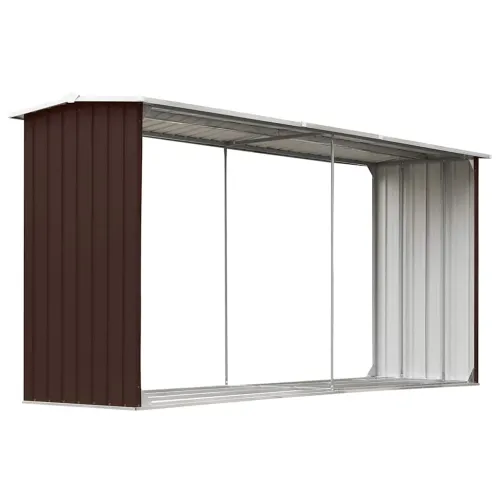 Spremište za drva - Vrtna ostava za drva od pocinčanog čelika 330x92x153 cm smeđa - Smeđa Smeđa Cijena
