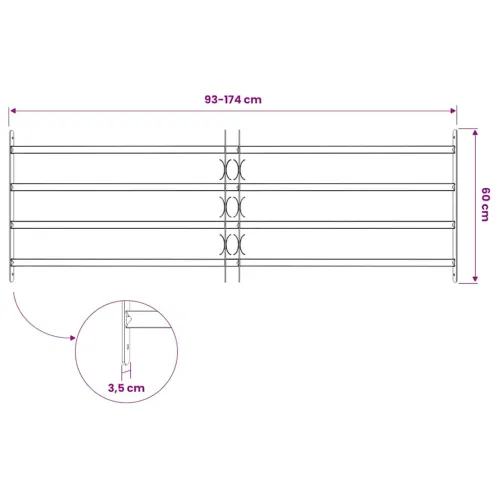 Podesiva sigurnosna rešetka za prozore s 4 prečke 1000 - 1500 mm - 93-175 cm 4 prečke 1 Cijena
