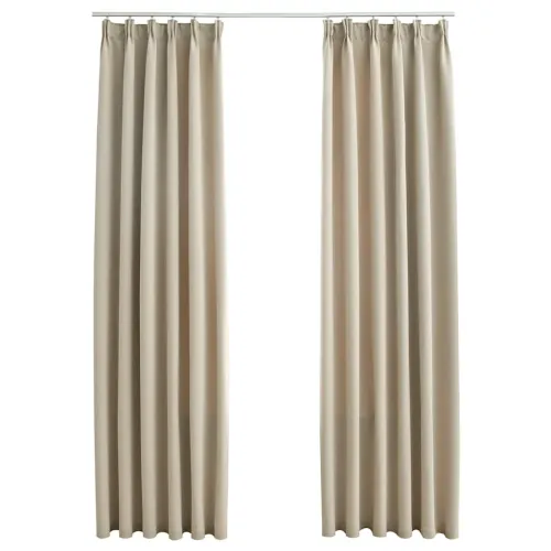 Zavjese za zamračivanje s kukama 2 kom bež 140 x 245 cm - Bež 140 x 245 cm 1 Cijena