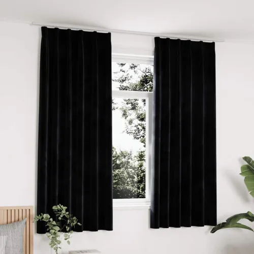 Zavjese za zamračivanje 2 kom baršunaste crne 140 x 175 cm - Crna 140 x 175 cm Cijena