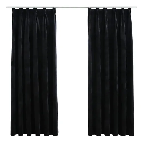 Zavjese za zamračivanje 2 kom baršunaste crne 140 x 175 cm - Crna 140 x 175 cm Cijena