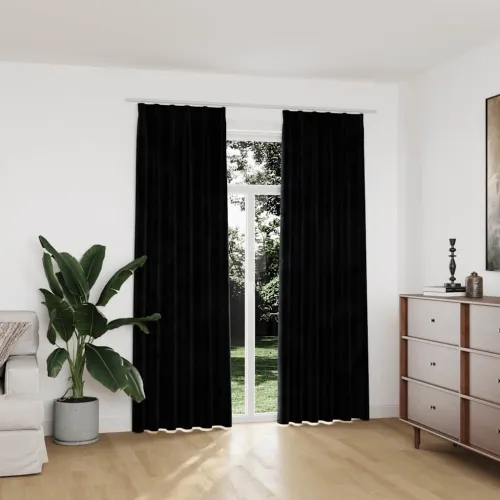Zavjese za zamračivanje 2 kom baršunaste crne 140 x 225 cm - Crna 140 x 225 cm Cijena