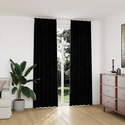 Zavjese za zamračivanje 2 kom baršunaste crne 140 x 245 cm - Crna 140 x 245 cm Cijena