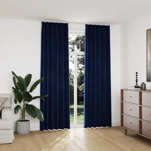 Zavjese za zamračivanje 2 kom baršunaste tamnoplave 140x245 cm - Tamno plava 140 x 245 cm Cijena
