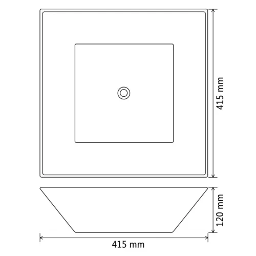 Četvrtasti keramički Lavabo - Umivaonik crni 41,5 x 41,5 x 12 cm - Crna Cijena