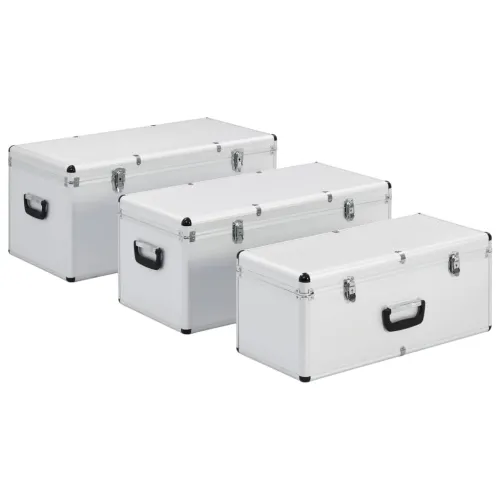 Kutije za pohranu 3 kom srebrne aluminijske - Srebrno 3 1 Cijena