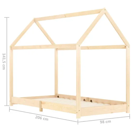 Okvir za dječji krevet od masivne borovine 90 x 200 cm - Smeđa 90 x 200 cm Cijena