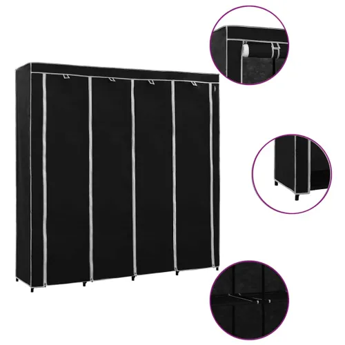 Ormar s 4 odjeljka crni 175 x 45 x 170 cm - Crna 1 1 Crna Cijena