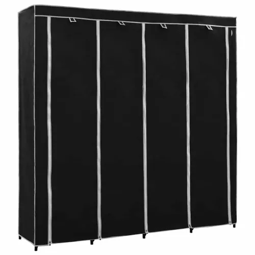 Ormar s 4 odjeljka crni 175 x 45 x 170 cm - Crna 1 1 Crna Cijena